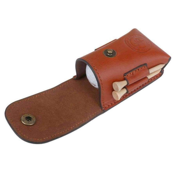 Planet Gates Golf Ball Bag Tee Holder Holds 2 Balls Divot Tool Holder Retro Genuine Leather Pouch