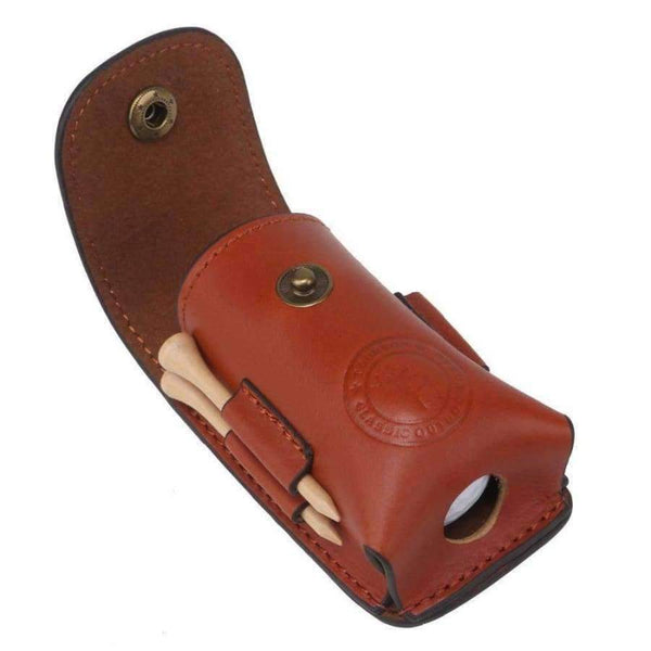 Planet Gates Golf Ball Bag Tee Holder Holds 2 Balls Divot Tool Holder Retro Genuine Leather Pouch