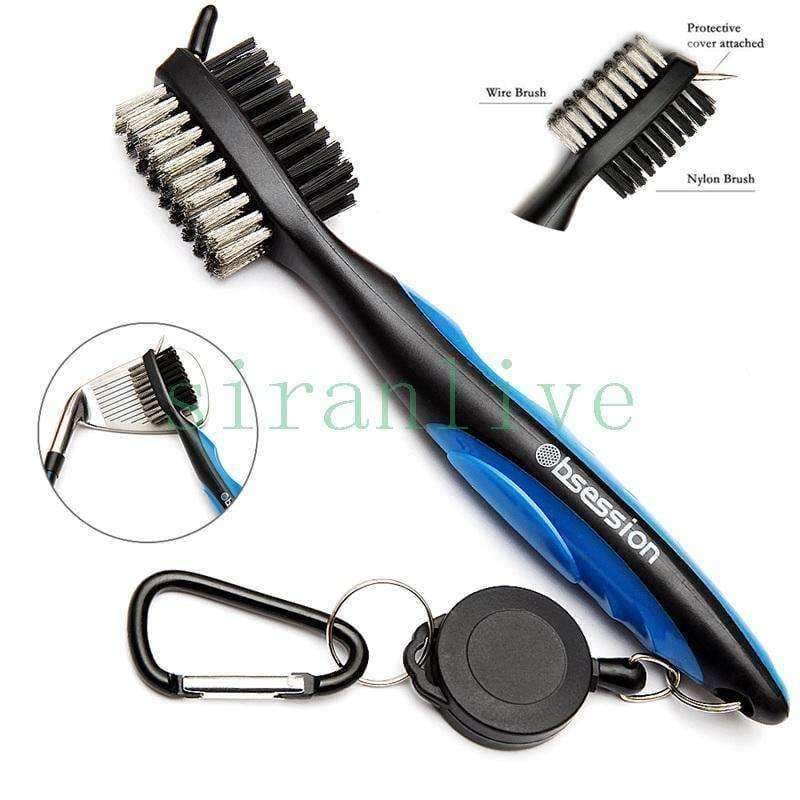 Planet Gates Golf Brush and Club Groove Cleaner 2 Ft Retractable Zip-line Extension Cord and Clip Aluminum Carabiner Lightweight and Stylis