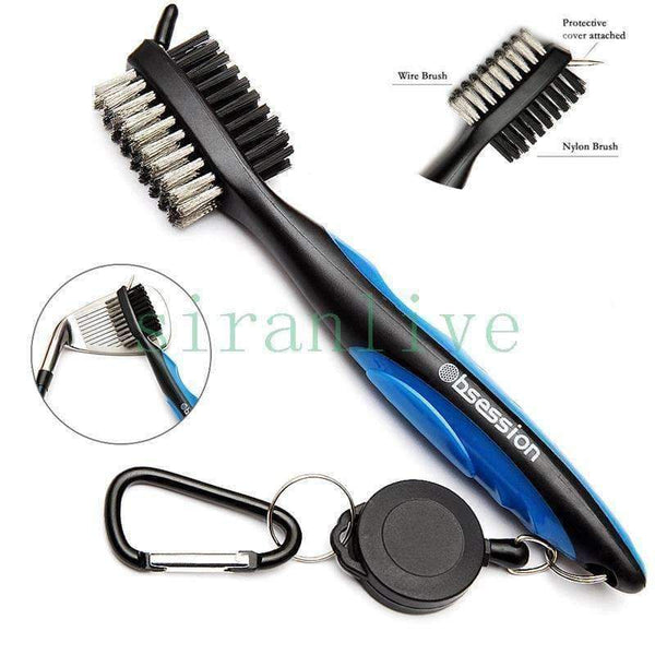 Planet Gates Golf Brush and Club Groove Cleaner 2 Ft Retractable Zip-line Extension Cord and Clip Aluminum Carabiner Lightweight and Stylis