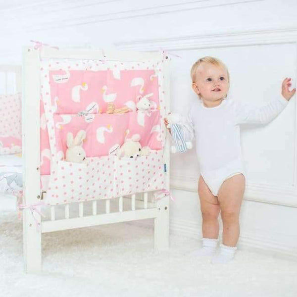 Planet Gates Goose Baby Bed Hanging Storage Bag Cotton Crib Organizer For Newborn Baby Bedding Set Cartoon Pattern Baby Cot Toy Diaper Pocket
