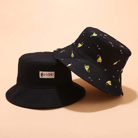 Planet Gates goose black Panama Bucket Hat Men Women Summer Bucket Cap Banana Print Yellow Hat Bob Hat Hip Hop Gorros Fishing Fisherman Hat