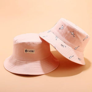 Planet Gates goose pink Panama Bucket Hat Men Women Summer Bucket Cap Banana Print Yellow Hat Bob Hat Hip Hop Gorros Fishing Fisherman Hat