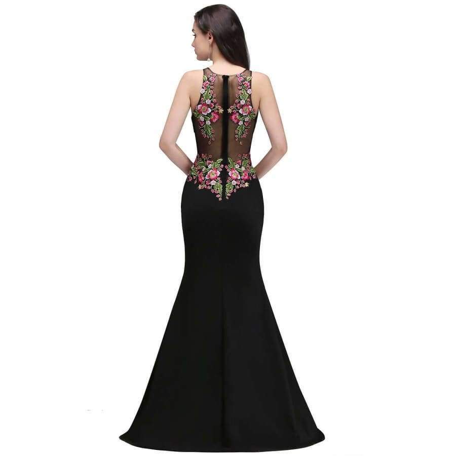 Planet Gates Gorgeous Black Embroidery Flower Mermaid Evening Dresses 2017 Formal Party Dresses Sleeveless vestido de festa