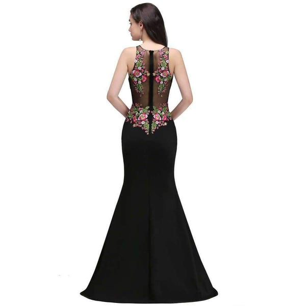 Planet Gates Gorgeous Black Embroidery Flower Mermaid Evening Dresses 2017 Formal Party Dresses Sleeveless vestido de festa
