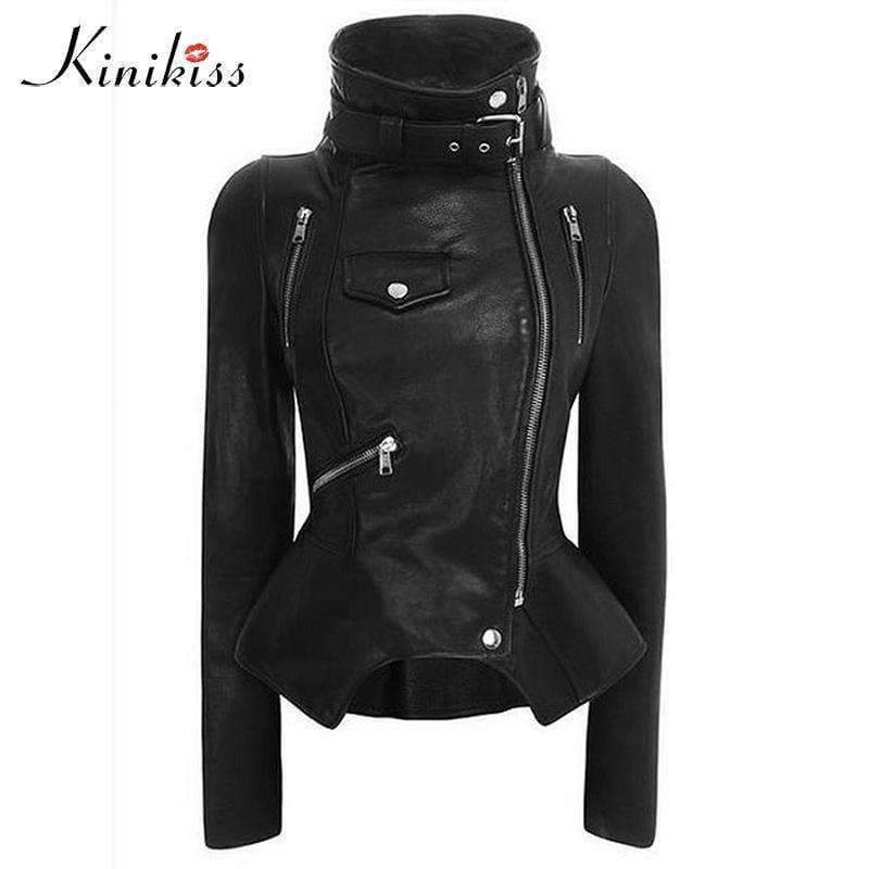 Planet Gates Gothic faux leather coats Women Winter Autumn Fashion Motorcycle Jacket Black  Outerwear faux leather PU Jacket 2018 Coat HOT