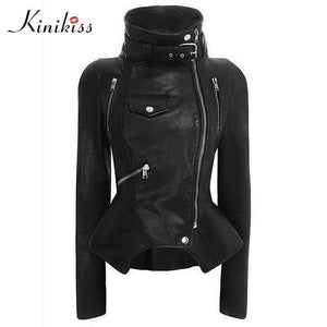 Planet Gates Gothic faux leather coats Women Winter Autumn Fashion Motorcycle Jacket Black  Outerwear faux leather PU Jacket 2018 Coat HOT