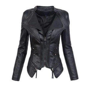 Planet Gates Gothic  faux leather PU Jacket Women Winter Autumn Fashion Motorcycle Jacket Black faux leather coats  Outerwear 2018 Coat HOT