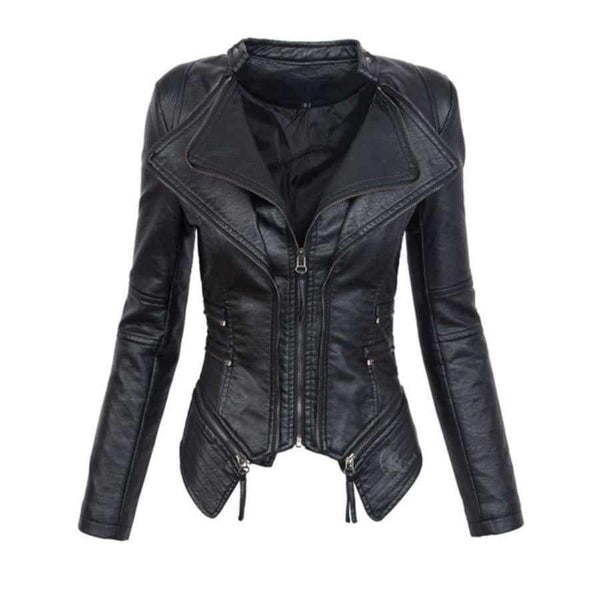 Planet Gates Gothic  faux leather PU Jacket Women Winter Autumn Fashion Motorcycle Jacket Black faux leather coats  Outerwear 2018 Coat HOT