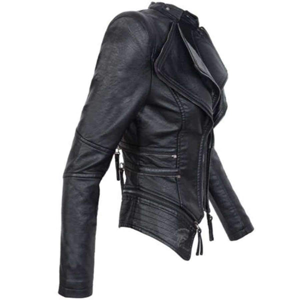 Planet Gates Gothic  faux leather PU Jacket Women Winter Autumn Fashion Motorcycle Jacket Black faux leather coats  Outerwear 2018 Coat HOT