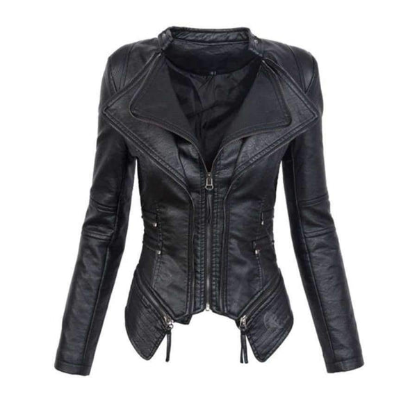 Planet Gates Gothic  faux leather PU Jacket Women Winter Autumn Fashion Motorcycle Jacket Black faux leather coats  Outerwear 2018 Coat HOT