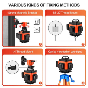 Planet Gates GOXAWEE 360 Laser level 16/12 Lines 3D/4D Self-leveling Nivel Laser Cross Horizontal Vertical Green Beam For Construction Tools