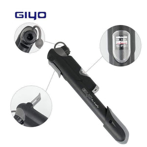 Planet Gates GP-61S Telescopic Bicycle Pump W/in-line Gauge Fits Schrader Presta Cycling MTB Ball Portable Pocket Mini Air Inflator