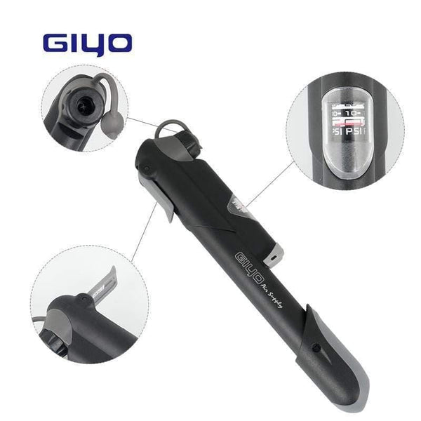 Planet Gates GP-61S Telescopic Bicycle Pump W/in-line Gauge Fits Schrader Presta Cycling MTB Ball Portable Pocket Mini Air Inflator