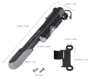 Planet Gates GP-61S Telescopic Bicycle Pump W/in-line Gauge Fits Schrader Presta Cycling MTB Ball Portable Pocket Mini Air Inflator