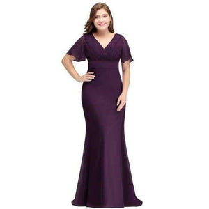 Planet Gates Grape Purple / 2 Butterfly sleeve Chiffon Burgundy Bridesmaid Dress plus size 2018 Women Long Formal Gown bridesmaid dresses