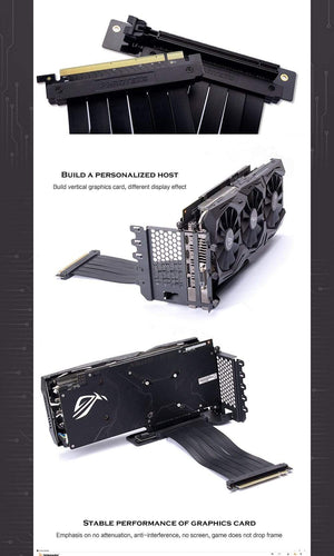 Planet Gates Graphics Card Vertical Support GPU Bracket Kit, 7 PCI Slots For 7 PCI PC Chassis Case. Holder + PCI-E 16 Extenstion Riser Cable