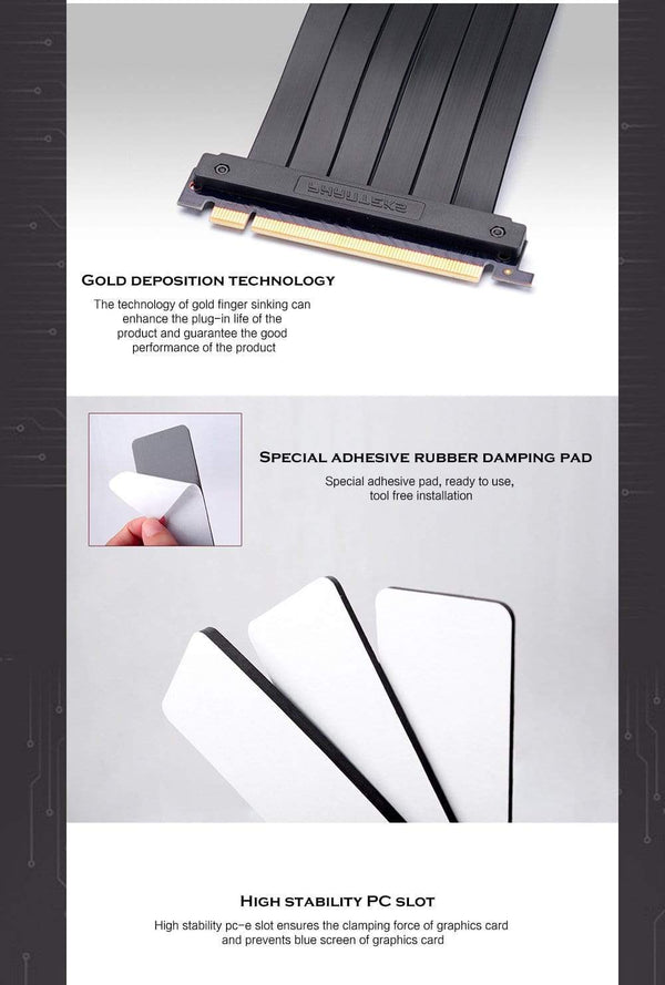 Planet Gates Graphics Card Vertical Support GPU Bracket Kit, 7 PCI Slots For 7 PCI PC Chassis Case. Holder + PCI-E 16 Extenstion Riser Cable