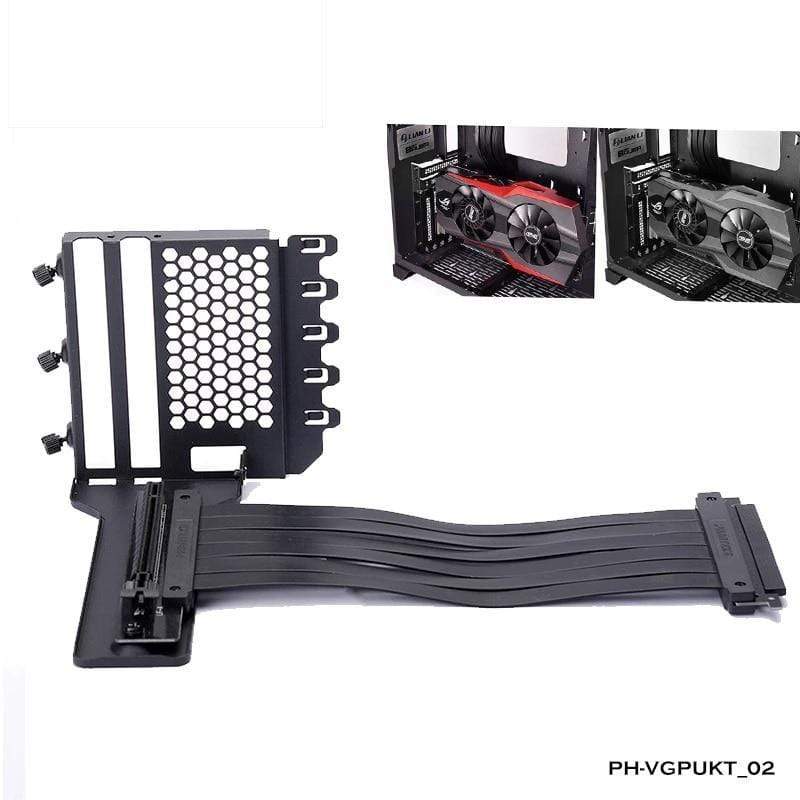 Planet Gates Graphics Card Vertical Support GPU Bracket Kit, 7 PCI Slots For 7 PCI PC Chassis Case. Holder + PCI-E 16 Extenstion Riser Cable