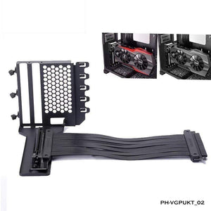 Planet Gates Graphics Card Vertical Support GPU Bracket Kit, 7 PCI Slots For 7 PCI PC Chassis Case. Holder + PCI-E 16 Extenstion Riser Cable