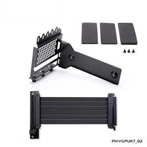 Planet Gates Graphics Card Vertical Support GPU Bracket Kit, 7 PCI Slots For 7 PCI PC Chassis Case. Holder + PCI-E 16 Extenstion Riser Cable