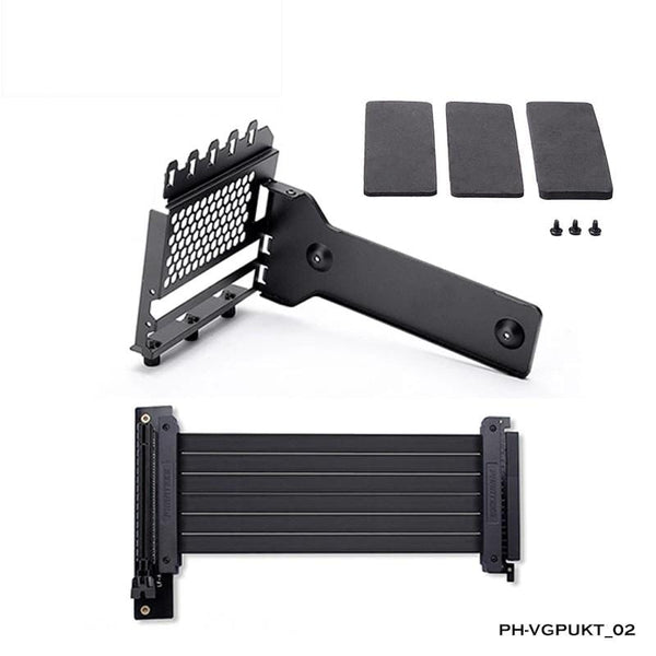 Planet Gates Graphics Card Vertical Support GPU Bracket Kit, 7 PCI Slots For 7 PCI PC Chassis Case. Holder + PCI-E 16 Extenstion Riser Cable