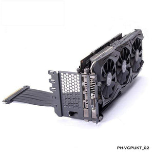 Planet Gates Graphics Card Vertical Support GPU Bracket Kit, 7 PCI Slots For 7 PCI PC Chassis Case. Holder + PCI-E 16 Extenstion Riser Cable