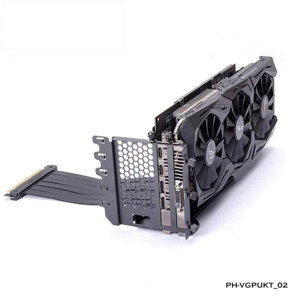 Planet Gates Graphics Card Vertical Support GPU Bracket Kit, 7 PCI Slots For 7 PCI PC Chassis Case. Holder + PCI-E 16 Extenstion Riser Cable