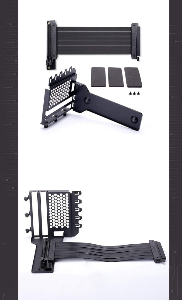 Planet Gates Graphics Card Vertical Support GPU Bracket Kit, 7 PCI Slots For 7 PCI PC Chassis Case. Holder + PCI-E 16 Extenstion Riser Cable