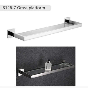 Planet Gates Grass platform Stainless Steel Bathroom Hardware Set Mirror Chrome Polished Towel Rack Toilet Paper Holder Towel Bar Hook Bathroom Accessories