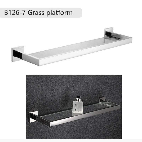 Planet Gates Grass platform Stainless Steel Bathroom Hardware Set Mirror Chrome Polished Towel Rack Toilet Paper Holder Towel Bar Hook Bathroom Accessories