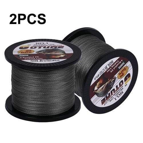 Planet Gates Gray / 0.4 2pcs 500M PE Braided Fishing Line Multifilament 4 Strands Fishing Cord Carp Fishing Lines 12-80LB 6 Colors