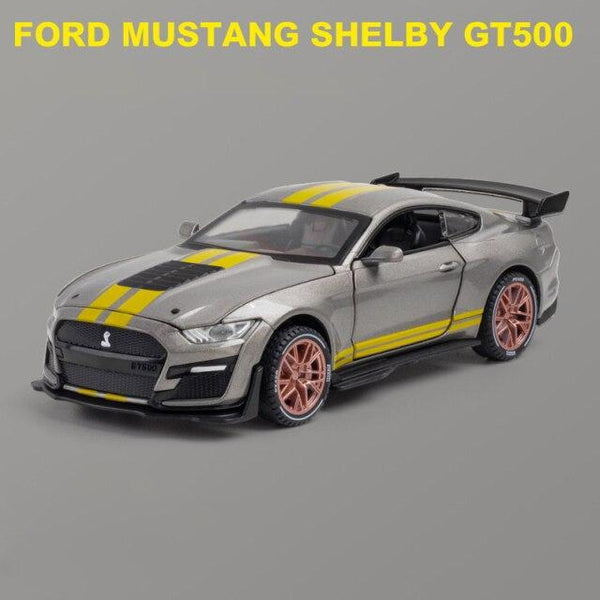 Planet Gates Gray 1:32 Ford Mustang Shelby GT500 GT350 Supercar High Simulation Car Model Alloy Pull Back Kid Toy Car 4 Open Door Children's Gifts