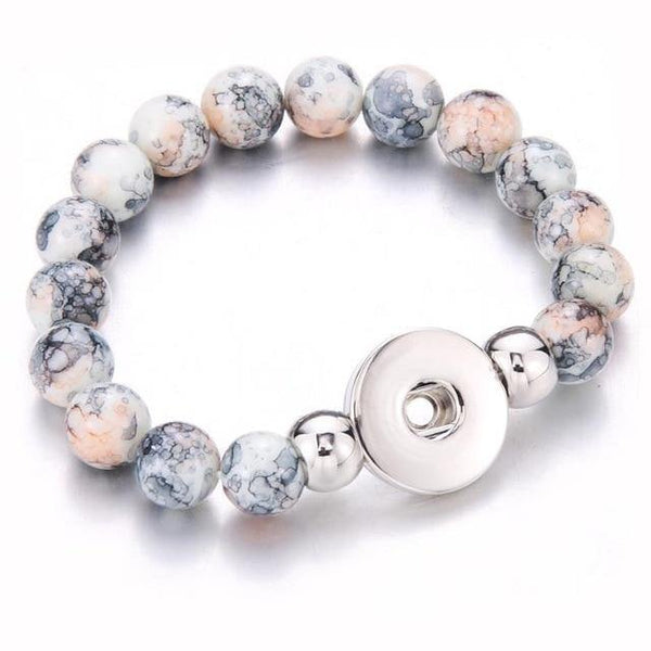 Planet Gates gray 1 Handmade Snap Button Bracelet 10mm Imitation Pearls Beads Snap Jewelry Fit 18mm Snap Button Jewelry Beaded Bracelet