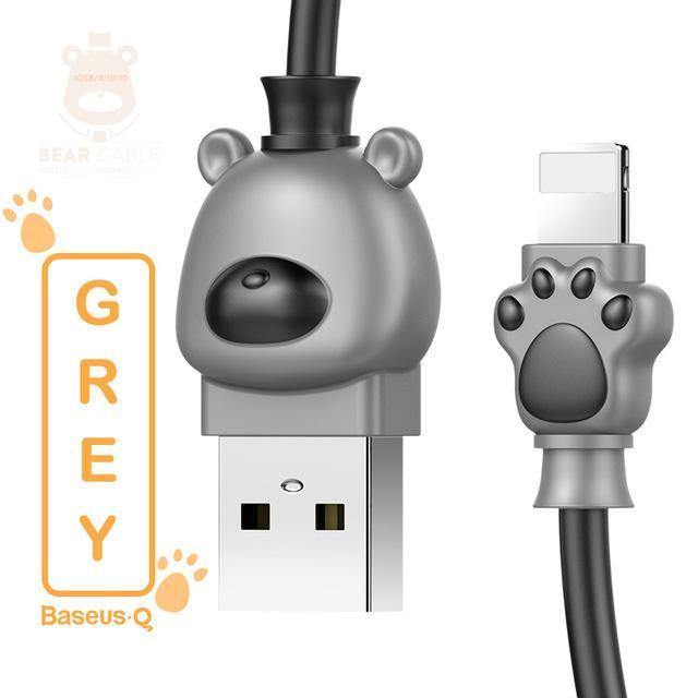 Planet Gates Baseus Cute Bear USB Cable For iPhone X 8 7 6 6s Plus 5 5s Mobile Phone Cable Fast Data Sync Charging For iPhone Charger Cable