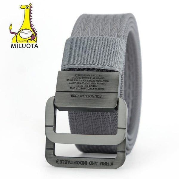 Planet Gates Gray / 100cm Military Equipment Tactical Belt Man Double Ring Buckle Thicken Canvas Belts for Men Waistband