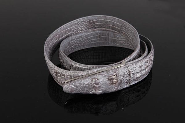 Planet Gates Gray / 105cm Mens Belts Luxury cow Leather Designer Belt Men High Quality Luxury Crocodile Cinturones Hombre