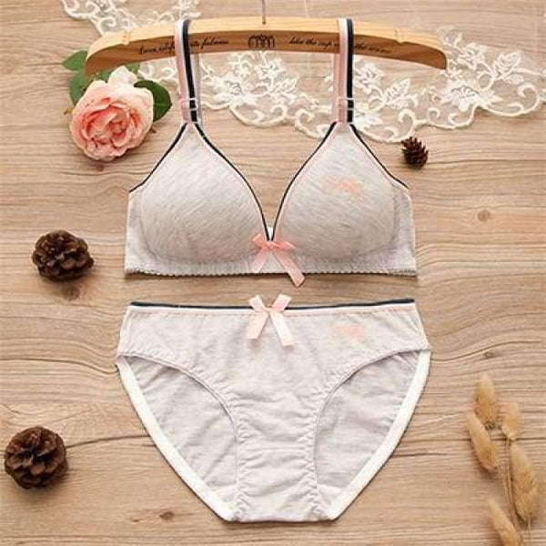 Planet Gates Gray / 12 2Pcs/Set Teenage Girl Clothing Underwear Sexy Bras For Girls 12/14/16Y Brassiere Briefs Cotton Training Bra KW26