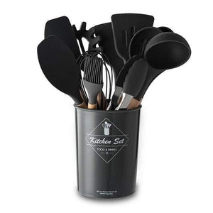 12Pcs Food Grade Silicone Kitchen Utensils Set Cooking Baking Tools With Storage Box Spatula Soup Spoon Kitchen Tools