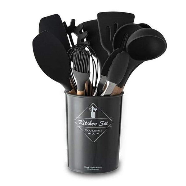 12Pcs Food Grade Silicone Kitchen Utensils Set Cooking Baking Tools With Storage Box Spatula Soup Spoon Kitchen Tools