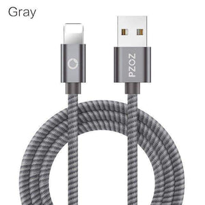 Planet Gates Gray / 1m PZOZ For iPhone Charger usb cable 2.4A Fast Charging Mobile Phone Charge For ipad iphone cable X Xr Xs max Plus 8 7 6s 5 SE Cord