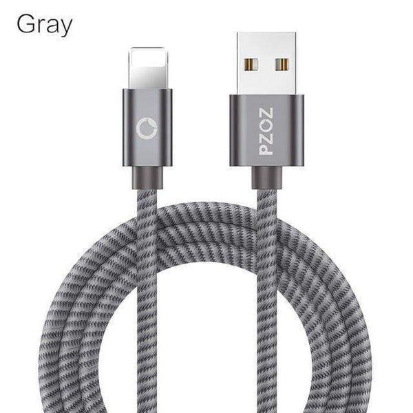 Planet Gates Gray / 1m PZOZ For iPhone Charger usb cable 2.4A Fast Charging Mobile Phone Charge For ipad iphone cable X Xr Xs max Plus 8 7 6s 5 SE Cord