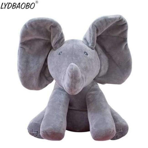 Planet Gates Gray 1PC 30cm Peek A Boo Elephant & Bear Stuffed Animals&Plush Doll Play Music Elephant Educational Anti-stress Toy Gift For Children