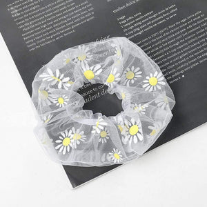 1PCS Scrunchies Hair Ring Daisy Floral Hair Ties Rope Autumn Winter Women Ponytail Hair Accessories Girls Hairbands Gifts