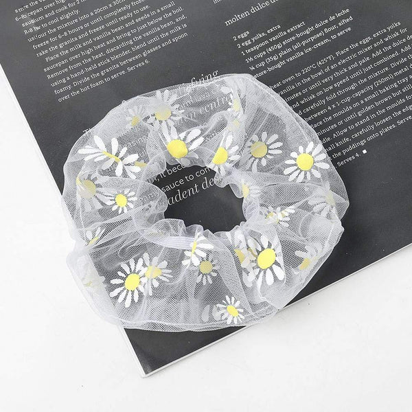 1PCS Scrunchies Hair Ring Daisy Floral Hair Ties Rope Autumn Winter Women Ponytail Hair Accessories Girls Hairbands Gifts