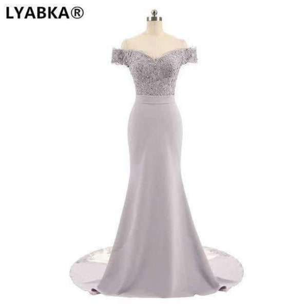 Planet Gates gray / 2 Evening Dress  Design Sweetheart Mermaid Prom Dress Satin With Appliques Evening Dresses Long Robe De Soiree