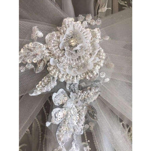 Planet Gates Gray / 2 Luxury crystals Tassels cap sleeves sexy beaded illusion neckline design mermaid evening dress xj01980