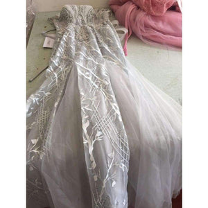 Planet Gates Gray / 2 Luxury crystals Tassels cap sleeves sexy beaded illusion neckline design mermaid evening dress xj01980