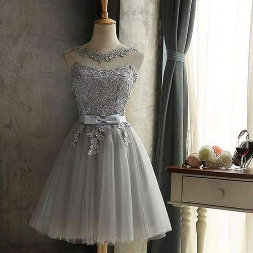 Planet Gates Gray / 2 Robe Cocktail Party Dress 2017 Elegant Backless Short Cocktail Dresses Adjustable Lace Up Back Prom Dress CH604B