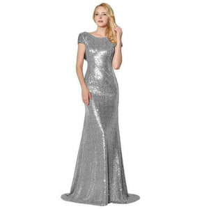 Planet Gates Gray / 2 Rose Gold Shining Sequin Bridesmaid Dresses Sexy Backless Long Wedding Party Gowns Simple Maid of Honor Dress OS347